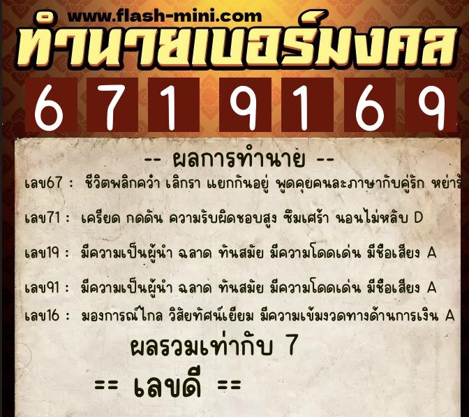 ทำนายเบอร์มงคล 0XX-6719169 ทำนายเบอร์มงคล หมายเลข 060-671916 ทำนายเบอร์มงคล 0XX-6719169 ทำนายเบอร์มงคล หมายเลข 060-671916