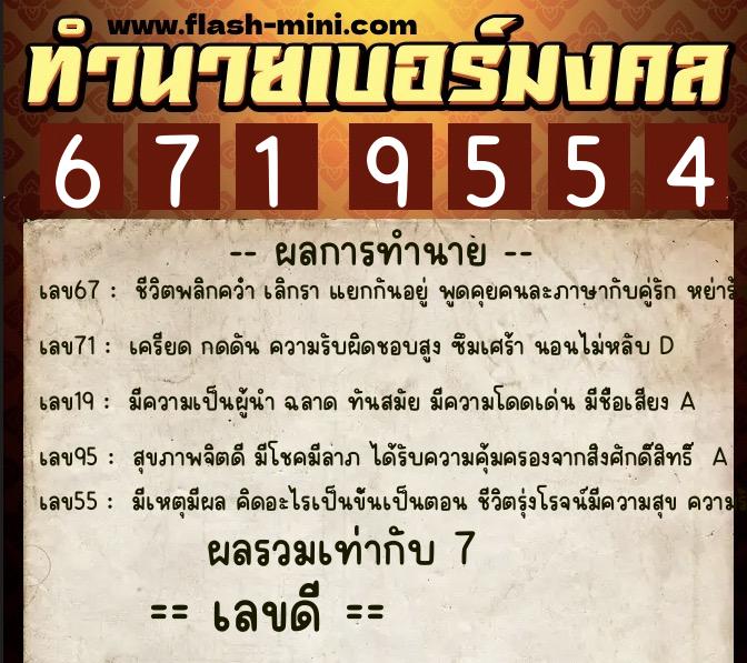 ทำนายเบอร์มงคล 0XX-6719554 ทำนายเบอร์มงคล หมายเลข 067-671955 ทำนายเบอร์มงคล 0XX-6719554 ทำนายเบอร์มงคล หมายเลข 067-671955