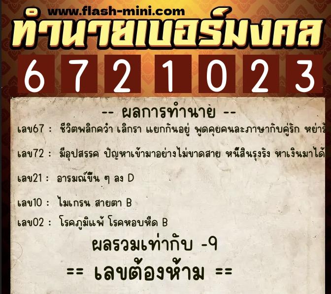 ทำนายเบอร์มงคล 0XX-6721023 ทำนายเบอร์มงคล หมายเลข 061-672102 ทำนายเบอร์มงคล 0XX-6721023 ทำนายเบอร์มงคล หมายเลข 061-672102