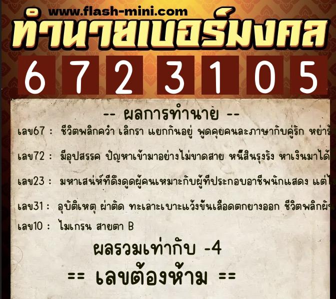 ทำนายเบอร์มงคล 0XX-6723105 ทำนายเบอร์มงคล หมายเลข 098-672310 ทำนายเบอร์มงคล 0XX-6723105 ทำนายเบอร์มงคล หมายเลข 098-672310
