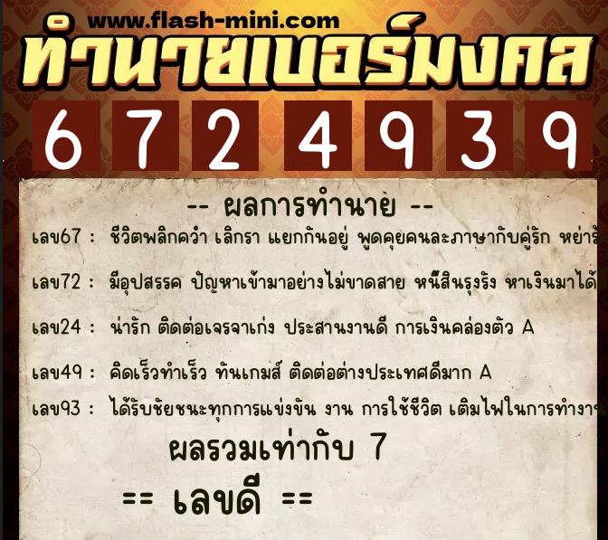 ทำนายเบอร์มงคล 0XX-6724939 ทำนายเบอร์มงคล หมายเลข 089-672493 ทำนายเบอร์มงคล 0XX-6724939 ทำนายเบอร์มงคล หมายเลข 089-672493