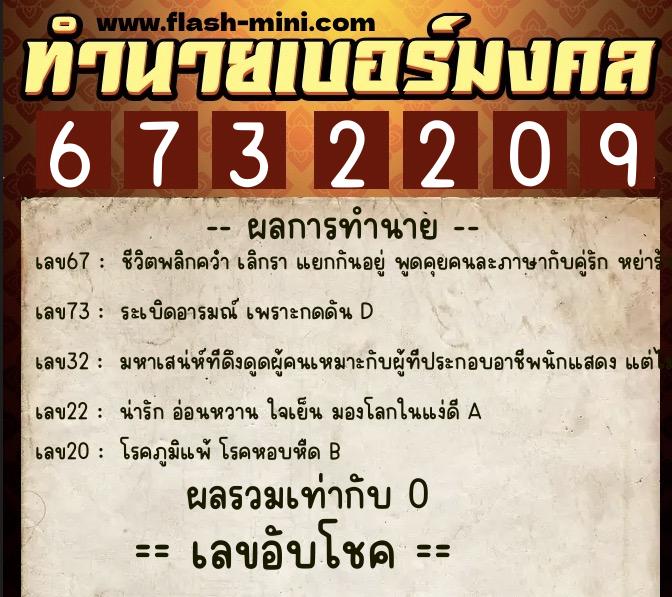 ทำนายเบอร์มงคล 0XX-6732209 ทำนายเบอร์มงคล หมายเลข 094-673220 ทำนายเบอร์มงคล 0XX-6732209 ทำนายเบอร์มงคล หมายเลข 094-673220