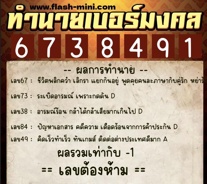 ทำนายเบอร์มงคล 0XX-6738491 ทำนายเบอร์มงคล หมายเลข 081-673849 ทำนายเบอร์มงคล 0XX-6738491 ทำนายเบอร์มงคล หมายเลข 081-673849
