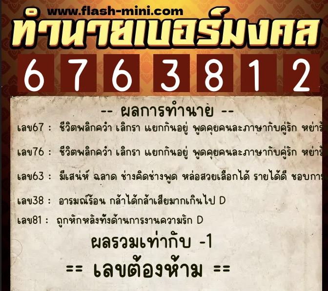 ทำนายเบอร์มงคล 0XX-6763812 ทำนายเบอร์มงคล หมายเลข 088-676381 ทำนายเบอร์มงคล 0XX-6763812 ทำนายเบอร์มงคล หมายเลข 088-676381
