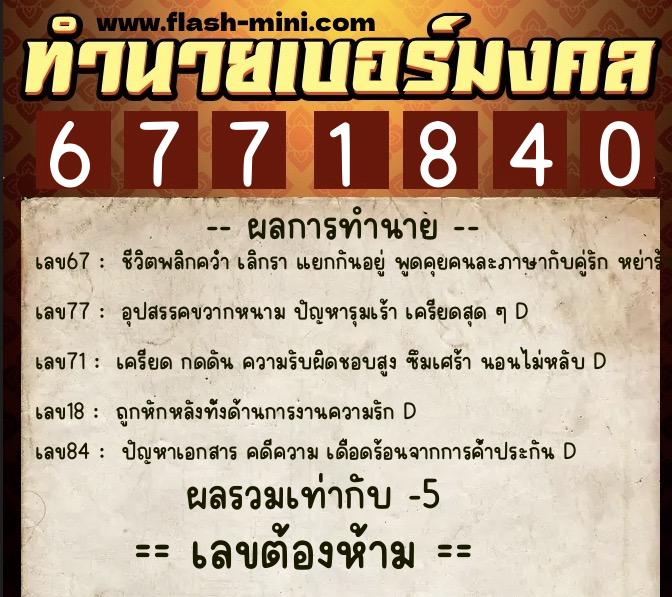 ทำนายเบอร์มงคล 0XX-6771840 ทำนายเบอร์มงคล หมายเลข 080-677184 ทำนายเบอร์มงคล 0XX-6771840 ทำนายเบอร์มงคล หมายเลข 080-677184