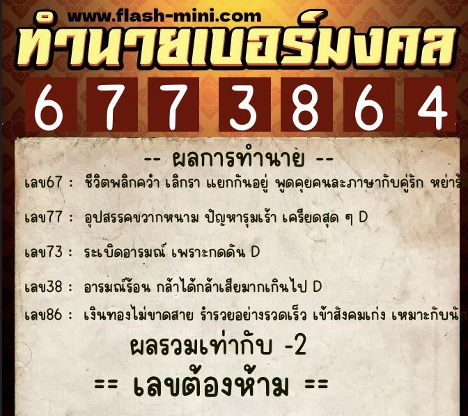 ทำนายเบอร์มงคล 0XX-6773864 ทำนายเบอร์มงคล หมายเลข 088-677386 ทำนายเบอร์มงคล 0XX-6773864 ทำนายเบอร์มงคล หมายเลข 088-677386