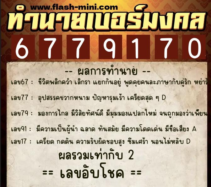 ทำนายเบอร์มงคล 0XX-6779170 ทำนายเบอร์มงคล หมายเลข 098-677917 ทำนายเบอร์มงคล 0XX-6779170 ทำนายเบอร์มงคล หมายเลข 098-677917