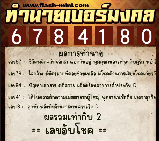 ทำนายเบอร์มงคล 0XX-6784180 ทำนายเบอร์มงคล หมายเลข 084-678418 ทำนายเบอร์มงคล 0XX-6784180 ทำนายเบอร์มงคล หมายเลข 084-678418