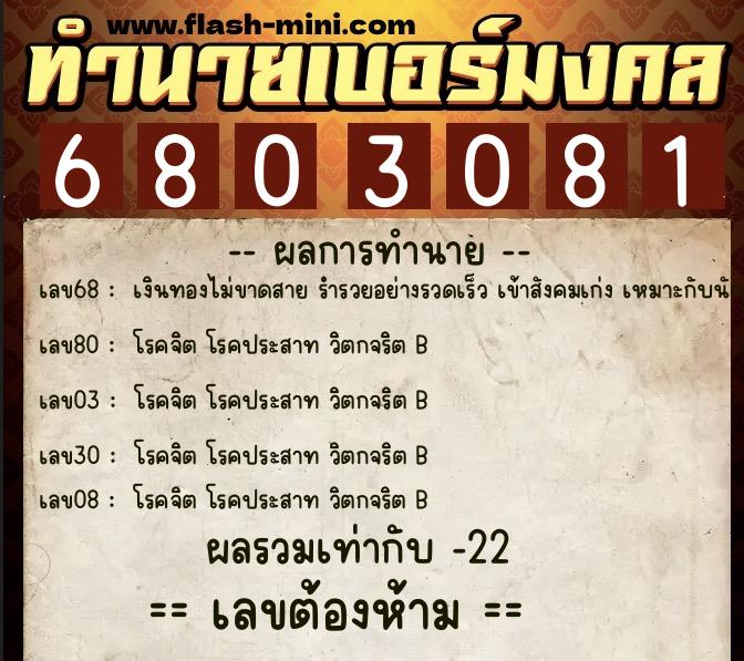 ทำนายเบอร์มงคล 0XX-6803081 ทำนายเบอร์มงคล หมายเลข 062-680308 ทำนายเบอร์มงคล 0XX-6803081 ทำนายเบอร์มงคล หมายเลข 062-680308