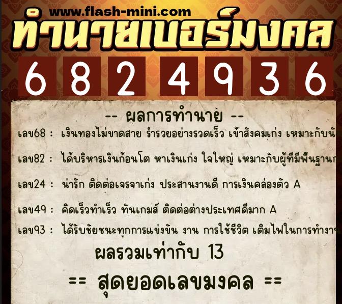 ทำนายเบอร์มงคล 0XX-6824936 ทำนายเบอร์มงคล หมายเลข 082-682493 ทำนายเบอร์มงคล 0XX-6824936 ทำนายเบอร์มงคล หมายเลข 082-682493