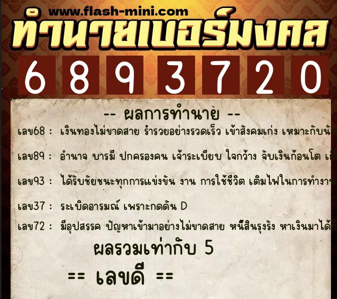 ทำนายเบอร์มงคล 0XX-6893720 ทำนายเบอร์มงคล หมายเลข 085-689372 ทำนายเบอร์มงคล 0XX-6893720 ทำนายเบอร์มงคล หมายเลข 085-689372