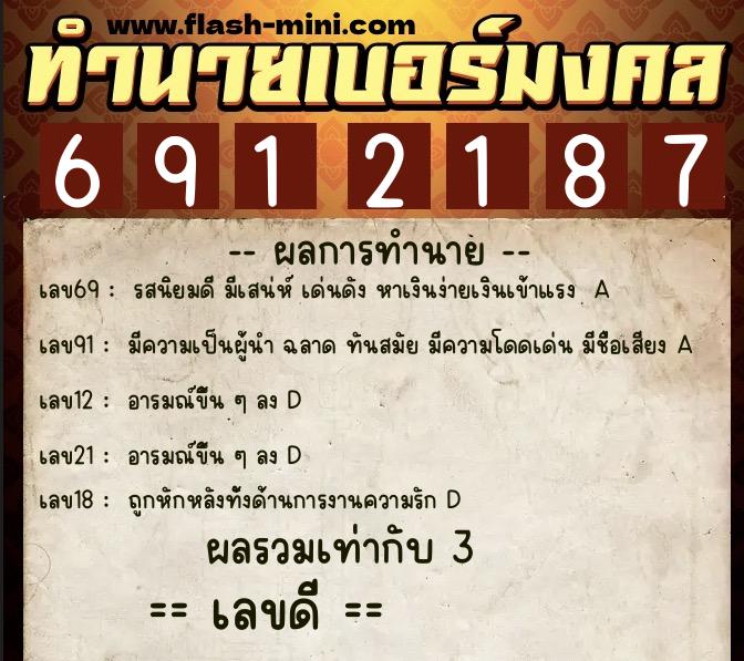 ทำนายเบอร์มงคล 0XX-6912187 ทำนายเบอร์มงคล หมายเลข 088-691218 ทำนายเบอร์มงคล 0XX-6912187 ทำนายเบอร์มงคล หมายเลข 088-691218