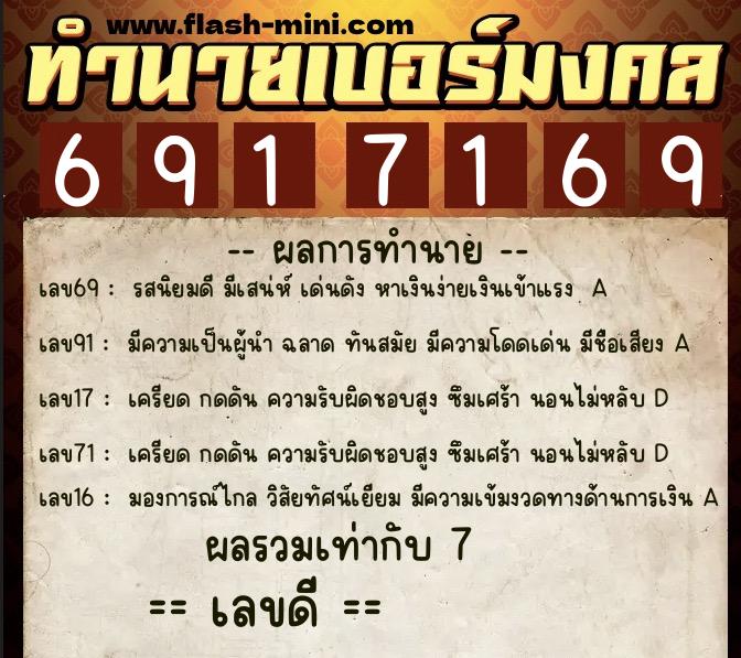 ทำนายเบอร์มงคล 0XX-6917169 ทำนายเบอร์มงคล หมายเลข 084-691716 ทำนายเบอร์มงคล 0XX-6917169 ทำนายเบอร์มงคล หมายเลข 084-691716