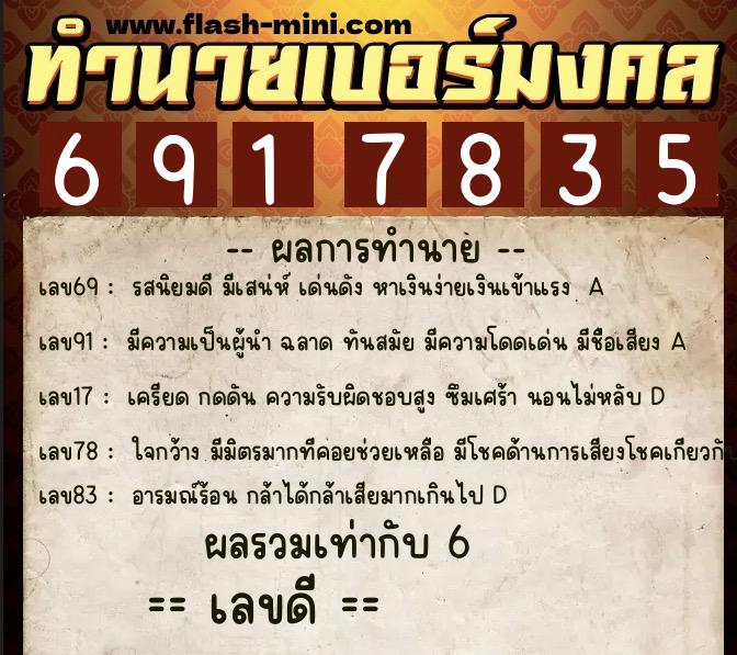 ทำนายเบอร์มงคล 0XX-6917835 ทำนายเบอร์มงคล หมายเลข 068-691783 ทำนายเบอร์มงคล 0XX-6917835 ทำนายเบอร์มงคล หมายเลข 068-691783