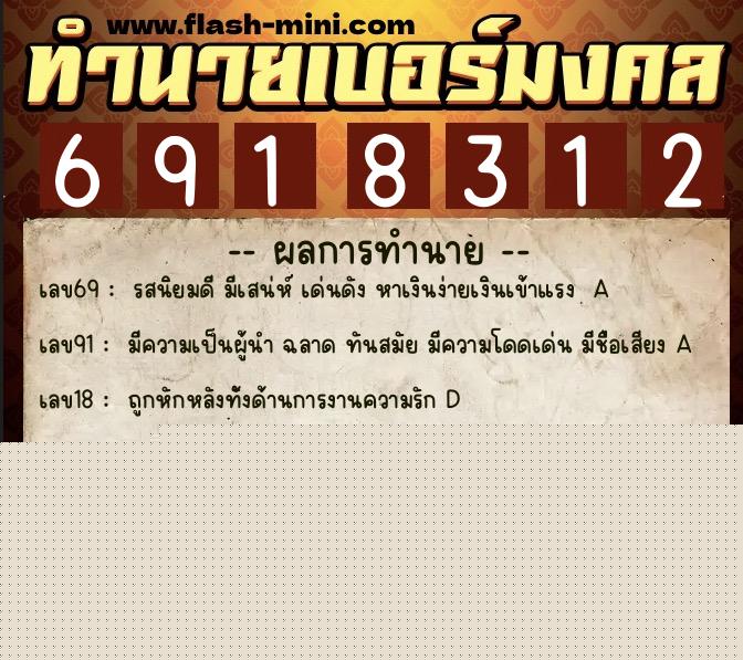ทำนายเบอร์มงคล 0XX-6918312 ทำนายเบอร์มงคล หมายเลข 087-691831 ทำนายเบอร์มงคล 0XX-6918312 ทำนายเบอร์มงคล หมายเลข 087-691831