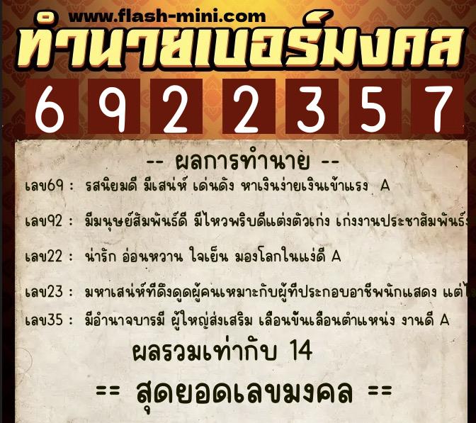 ทำนายเบอร์มงคล 0XX-6922357 ทำนายเบอร์มงคล หมายเลข 096-692235 ทำนายเบอร์มงคล 0XX-6922357 ทำนายเบอร์มงคล หมายเลข 096-692235