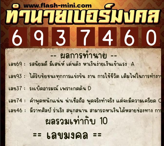 ทำนายเบอร์มงคล 0XX-6937460 ทำนายเบอร์มงคล หมายเลข 060-693746 ทำนายเบอร์มงคล 0XX-6937460 ทำนายเบอร์มงคล หมายเลข 060-693746