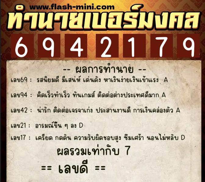 ทำนายเบอร์มงคล 0XX-6942179 ทำนายเบอร์มงคล หมายเลข 096-694217 ทำนายเบอร์มงคล 0XX-6942179 ทำนายเบอร์มงคล หมายเลข 096-694217