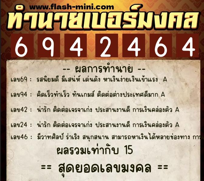 ทำนายเบอร์มงคล 0XX-6942464 ทำนายเบอร์มงคล หมายเลข 099-694246 ทำนายเบอร์มงคล 0XX-6942464 ทำนายเบอร์มงคล หมายเลข 099-694246