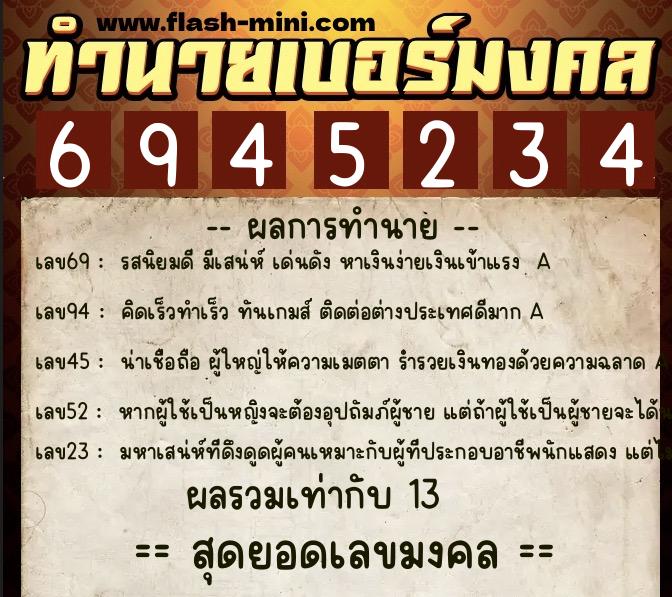 ทำนายเบอร์มงคล 0XX-6945234 ทำนายเบอร์มงคล หมายเลข 088-694523 ทำนายเบอร์มงคล 0XX-6945234 ทำนายเบอร์มงคล หมายเลข 088-694523
