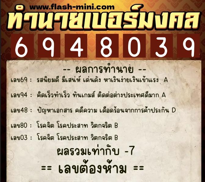 ทำนายเบอร์มงคล 0XX-6948039 ทำนายเบอร์มงคล หมายเลข 084-694803 ทำนายเบอร์มงคล 0XX-6948039 ทำนายเบอร์มงคล หมายเลข 084-694803