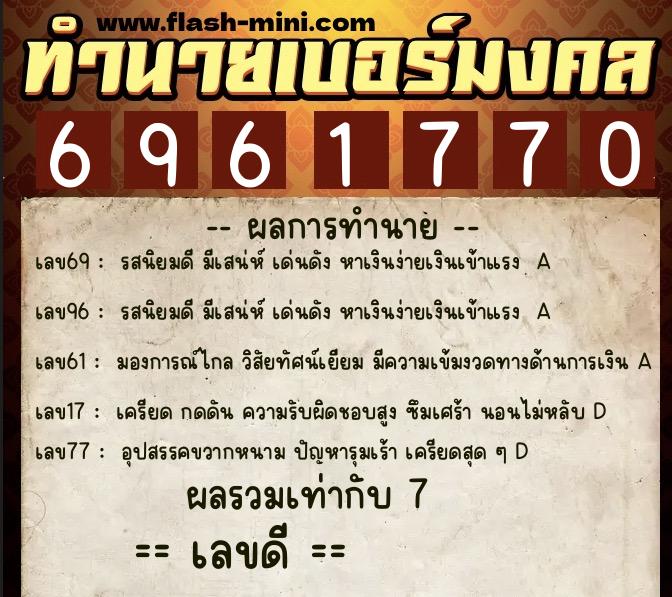 ทำนายเบอร์มงคล 0XX-6961770 ทำนายเบอร์มงคล หมายเลข 087-696177 ทำนายเบอร์มงคล 0XX-6961770 ทำนายเบอร์มงคล หมายเลข 087-696177
