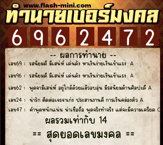 ทำนายเบอร์มงคล 0XX-6962472 ทำนายเบอร์มงคล หมายเลข 069-696247 ทำนายเบอร์มงคล 0XX-6962472 ทำนายเบอร์มงคล หมายเลข 069-696247