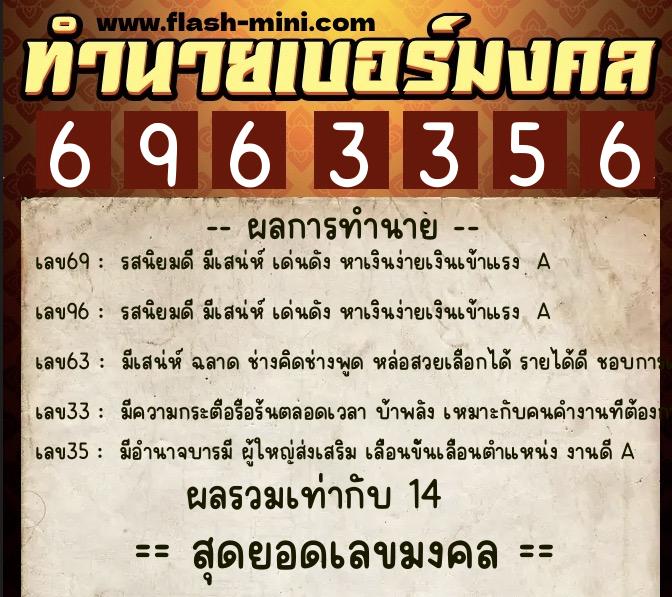 ทำนายเบอร์มงคล 0XX-6963356  ทำนายเบอร์มงคล หมายเลข 060-696335 
