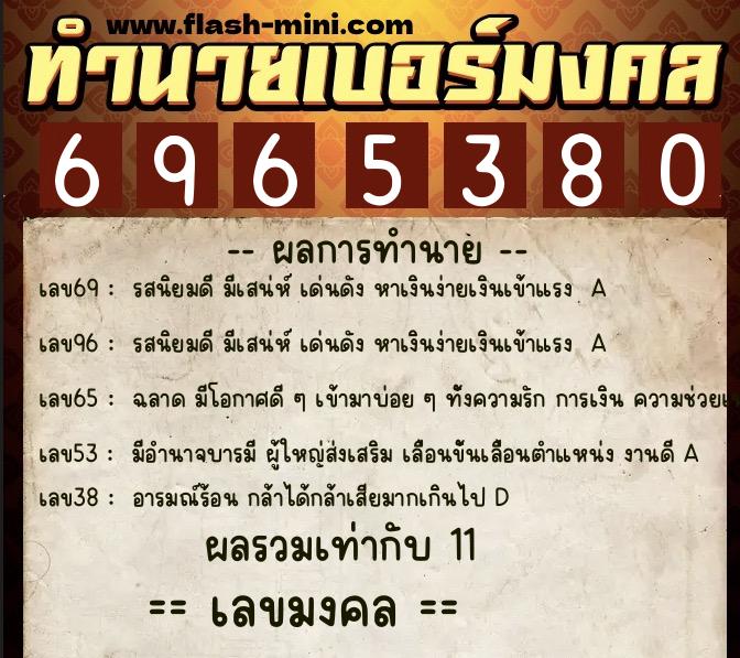 ทำนายเบอร์มงคล 0XX-6965380 ทำนายเบอร์มงคล หมายเลข 087-696538 ทำนายเบอร์มงคล 0XX-6965380 ทำนายเบอร์มงคล หมายเลข 087-696538