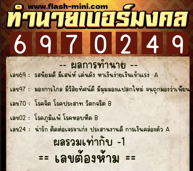 ทำนายเบอร์มงคล 0XX-6970249 ทำนายเบอร์มงคล หมายเลข 087-697024 ทำนายเบอร์มงคล 0XX-6970249 ทำนายเบอร์มงคล หมายเลข 087-697024