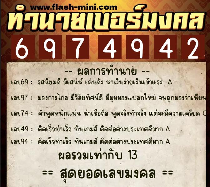 ทำนายเบอร์มงคล 0XX-6974942 ทำนายเบอร์มงคล หมายเลข 088-697494 ทำนายเบอร์มงคล 0XX-6974942 ทำนายเบอร์มงคล หมายเลข 088-697494