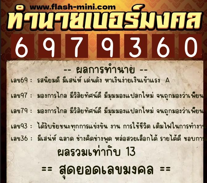 ทำนายเบอร์มงคล 0XX-6979360 ทำนายเบอร์มงคล หมายเลข 097-697936 ทำนายเบอร์มงคล 0XX-6979360 ทำนายเบอร์มงคล หมายเลข 097-697936