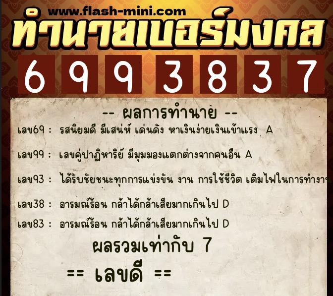 ทำนายเบอร์มงคล 0XX-6993837 ทำนายเบอร์มงคล หมายเลข 067-699383 ทำนายเบอร์มงคล 0XX-6993837 ทำนายเบอร์มงคล หมายเลข 067-699383