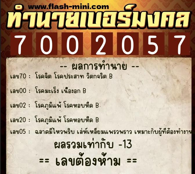 ทำนายเบอร์มงคล 0XX-7002057 ทำนายเบอร์มงคล หมายเลข 069-700205 ทำนายเบอร์มงคล 0XX-7002057 ทำนายเบอร์มงคล หมายเลข 069-700205