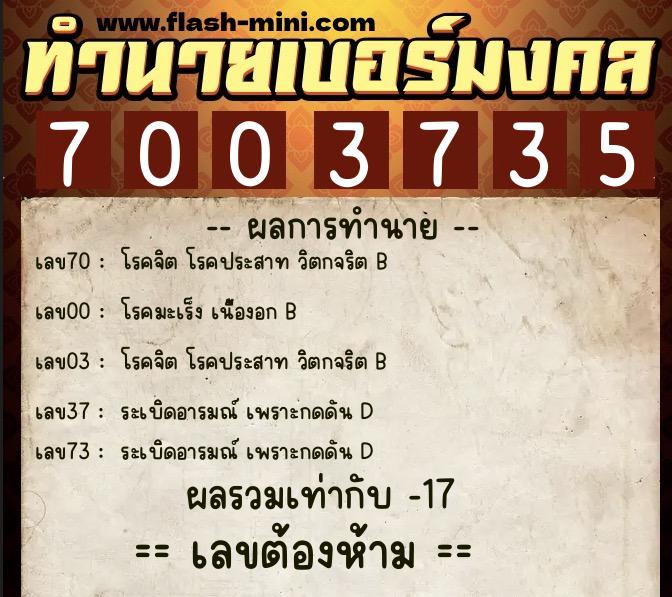 ทำนายเบอร์มงคล 0XX-7003735 ทำนายเบอร์มงคล หมายเลข 090-700373 ทำนายเบอร์มงคล 0XX-7003735 ทำนายเบอร์มงคล หมายเลข 090-700373