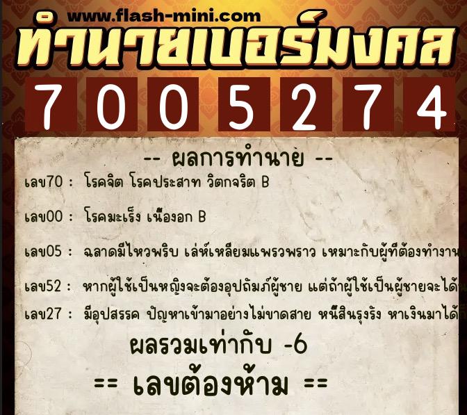 ทำนายเบอร์มงคล 0XX-7005274 ทำนายเบอร์มงคล หมายเลข 063-700527 ทำนายเบอร์มงคล 0XX-7005274 ทำนายเบอร์มงคล หมายเลข 063-700527