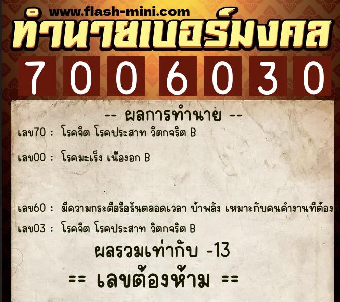 ทำนายเบอร์มงคล 0XX-7006030 ทำนายเบอร์มงคล หมายเลข 084-700603 ทำนายเบอร์มงคล 0XX-7006030 ทำนายเบอร์มงคล หมายเลข 084-700603