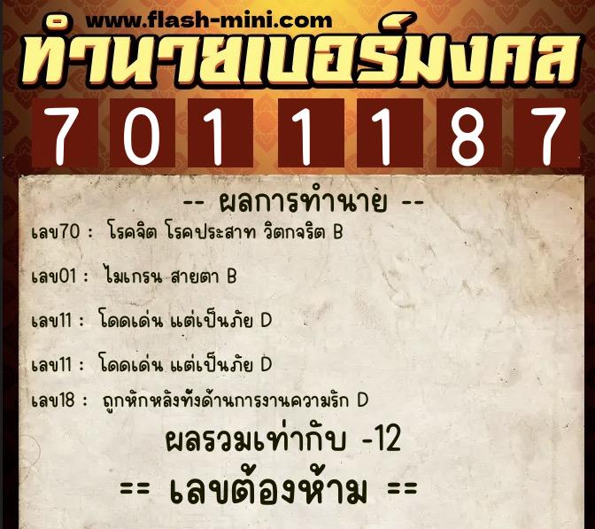 ทำนายเบอร์มงคล 0XX-7011187 ทำนายเบอร์มงคล หมายเลข 099-701118 ทำนายเบอร์มงคล 0XX-7011187 ทำนายเบอร์มงคล หมายเลข 099-701118