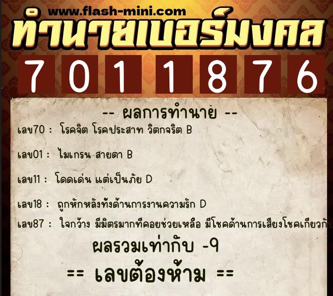 ทำนายเบอร์มงคล 0XX-7011876 ทำนายเบอร์มงคล หมายเลข 061-701187 ทำนายเบอร์มงคล 0XX-7011876 ทำนายเบอร์มงคล หมายเลข 061-701187