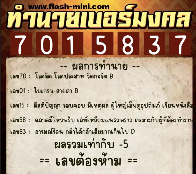 ทำนายเบอร์มงคล 0XX-7015837 ทำนายเบอร์มงคล หมายเลข 088-701583 ทำนายเบอร์มงคล 0XX-7015837 ทำนายเบอร์มงคล หมายเลข 088-701583
