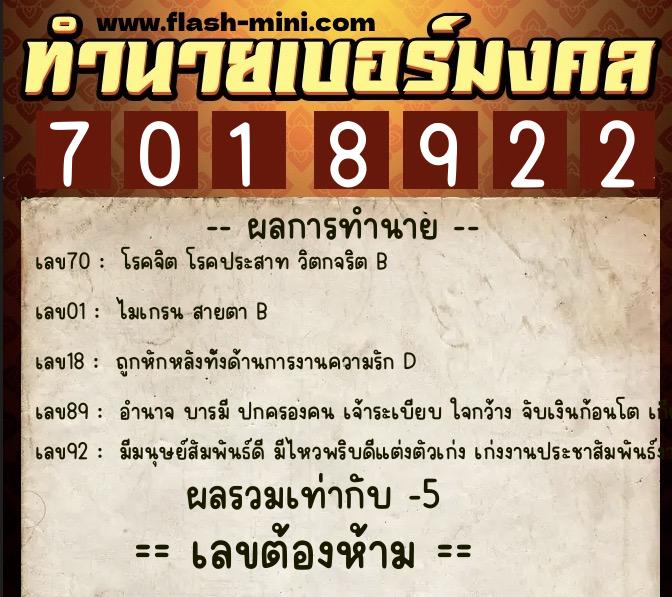 ทำนายเบอร์มงคล 0XX-7018922  ทำนายเบอร์มงคล หมายเลข 066-701892  ทำนายเบอร์มงคล 0XX-7018922  ทำนายเบอร์มงคล หมายเลข 066-701892