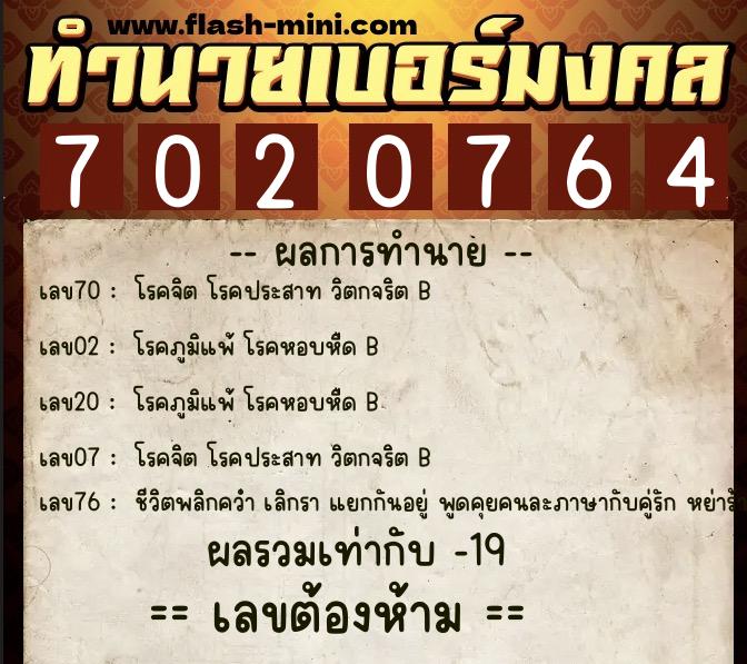 ทำนายเบอร์มงคล 0XX-7020764 ทำนายเบอร์มงคล หมายเลข 066-702076 ทำนายเบอร์มงคล 0XX-7020764 ทำนายเบอร์มงคล หมายเลข 066-702076