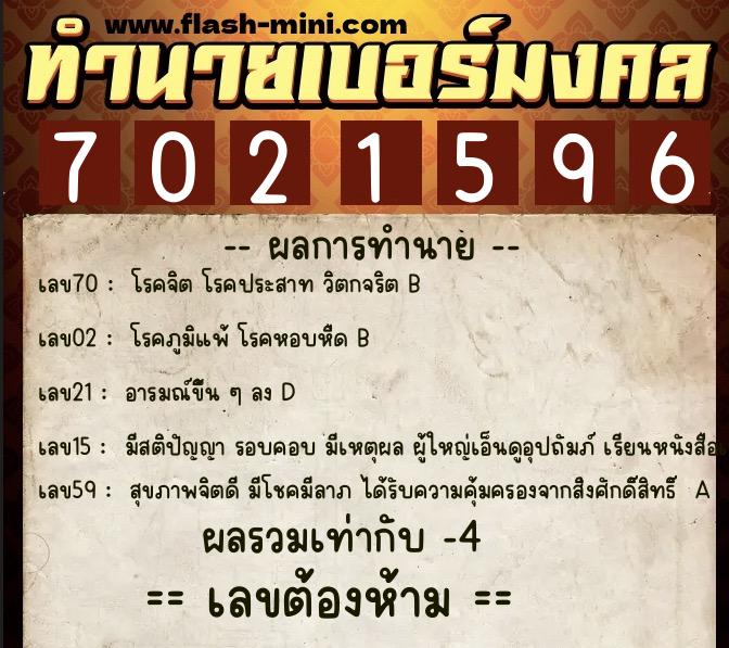 ทำนายเบอร์มงคล 0XX-7021596 ทำนายเบอร์มงคล หมายเลข 063-702159 ทำนายเบอร์มงคล 0XX-7021596 ทำนายเบอร์มงคล หมายเลข 063-702159