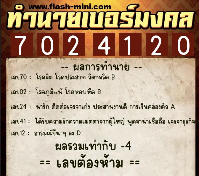 ทำนายเบอร์มงคล 0XX-7024120 ทำนายเบอร์มงคล หมายเลข 060-702412 ทำนายเบอร์มงคล 0XX-7024120 ทำนายเบอร์มงคล หมายเลข 060-702412