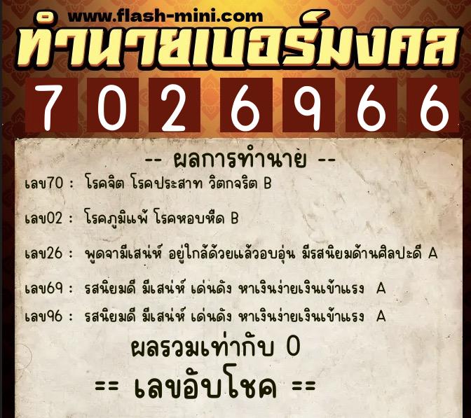 ทำนายเบอร์มงคล 0XX-7026966 ทำนายเบอร์มงคล หมายเลข 098-702696 ทำนายเบอร์มงคล 0XX-7026966 ทำนายเบอร์มงคล หมายเลข 098-702696