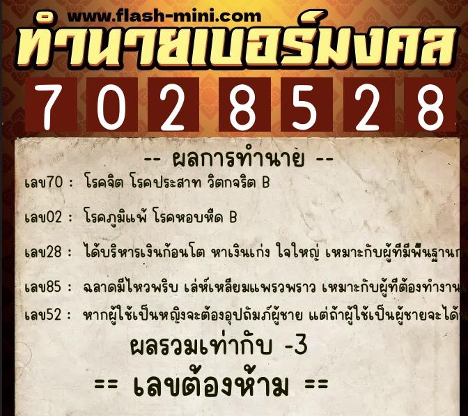 ทำนายเบอร์มงคล 0XX-7028528 ทำนายเบอร์มงคล หมายเลข 062-702852 ทำนายเบอร์มงคล 0XX-7028528 ทำนายเบอร์มงคล หมายเลข 062-702852
