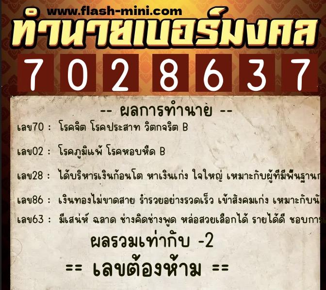 ทำนายเบอร์มงคล 0XX-7028637 ทำนายเบอร์มงคล หมายเลข 060-702863 ทำนายเบอร์มงคล 0XX-7028637 ทำนายเบอร์มงคล หมายเลข 060-702863