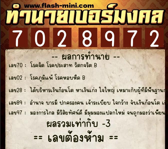 ทำนายเบอร์มงคล 0XX-7028972 ทำนายเบอร์มงคล หมายเลข 090-702897 ทำนายเบอร์มงคล 0XX-7028972 ทำนายเบอร์มงคล หมายเลข 090-702897