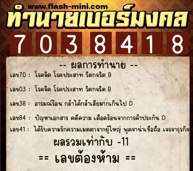 ทำนายเบอร์มงคล 0XX-7038418 ทำนายเบอร์มงคล หมายเลข 067-703841 ทำนายเบอร์มงคล 0XX-7038418 ทำนายเบอร์มงคล หมายเลข 067-703841