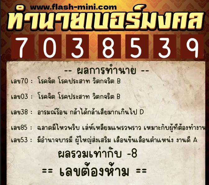 ทำนายเบอร์มงคล 0XX-7038539 ทำนายเบอร์มงคล หมายเลข 095-703853 ทำนายเบอร์มงคล 0XX-7038539 ทำนายเบอร์มงคล หมายเลข 095-703853